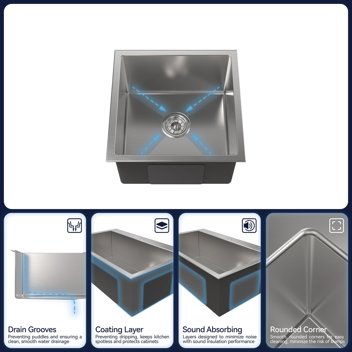 Single Bowl and Undermount Stainless Steel Sink