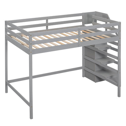 Loft bed with built-in wardrobe and staircase, gray metal frame, HouseOfZazla on Tampa Home & Garden Store