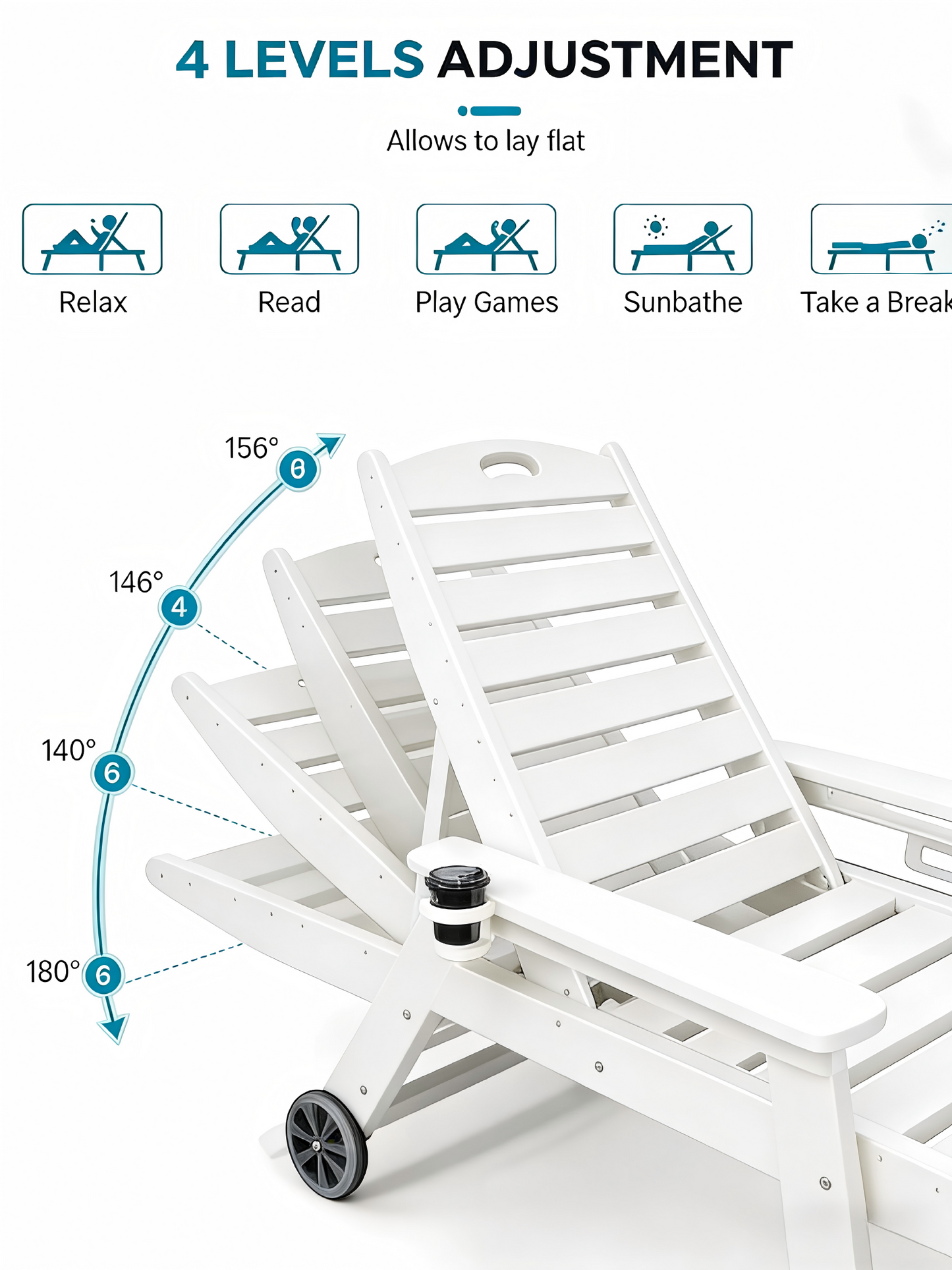 Durable HDPE Chaise Lounge Chair for Outdoor Use