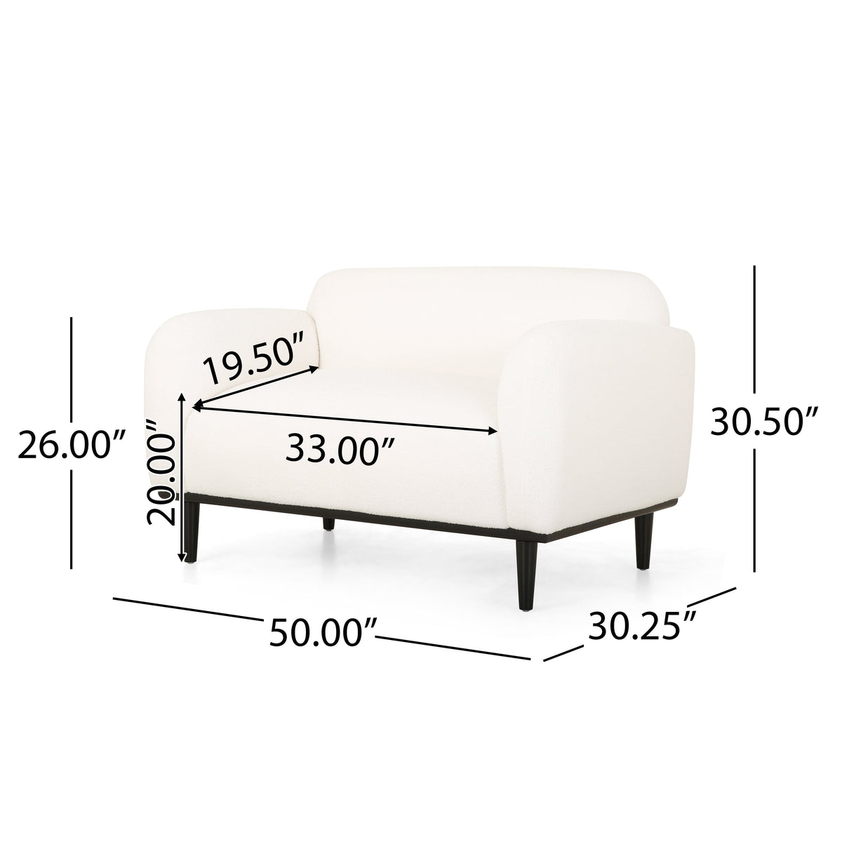 Contemporary Boucle Loveseat and Rounded Design