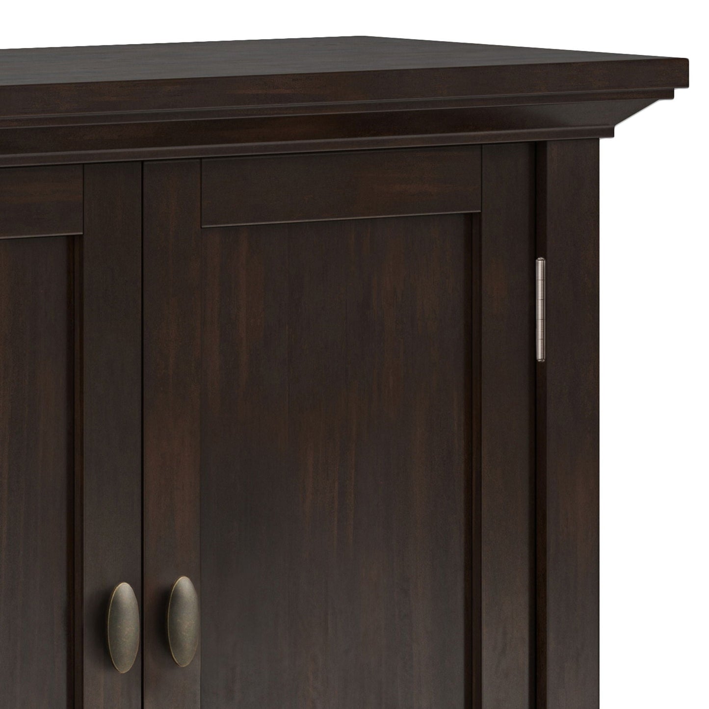 Redmond low storage cabinet brunette brown with panel doors and metal pulls HouseOfZazla on Tampa Home & Garden Store