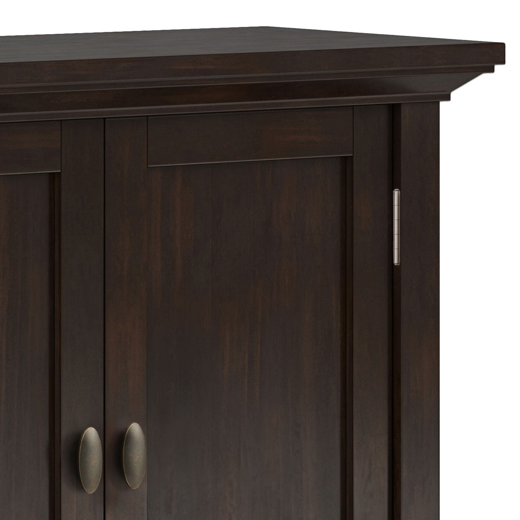 Redmond low storage cabinet brunette brown with panel doors and metal pulls HouseOfZazla on Tampa Home & Garden Store