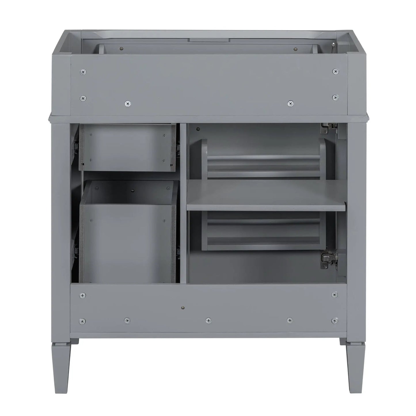 Bathroom vanity base gray metal with 2 drawers and tip-out drawer Unique Piece Furniture on Tampa Home & Garden Store