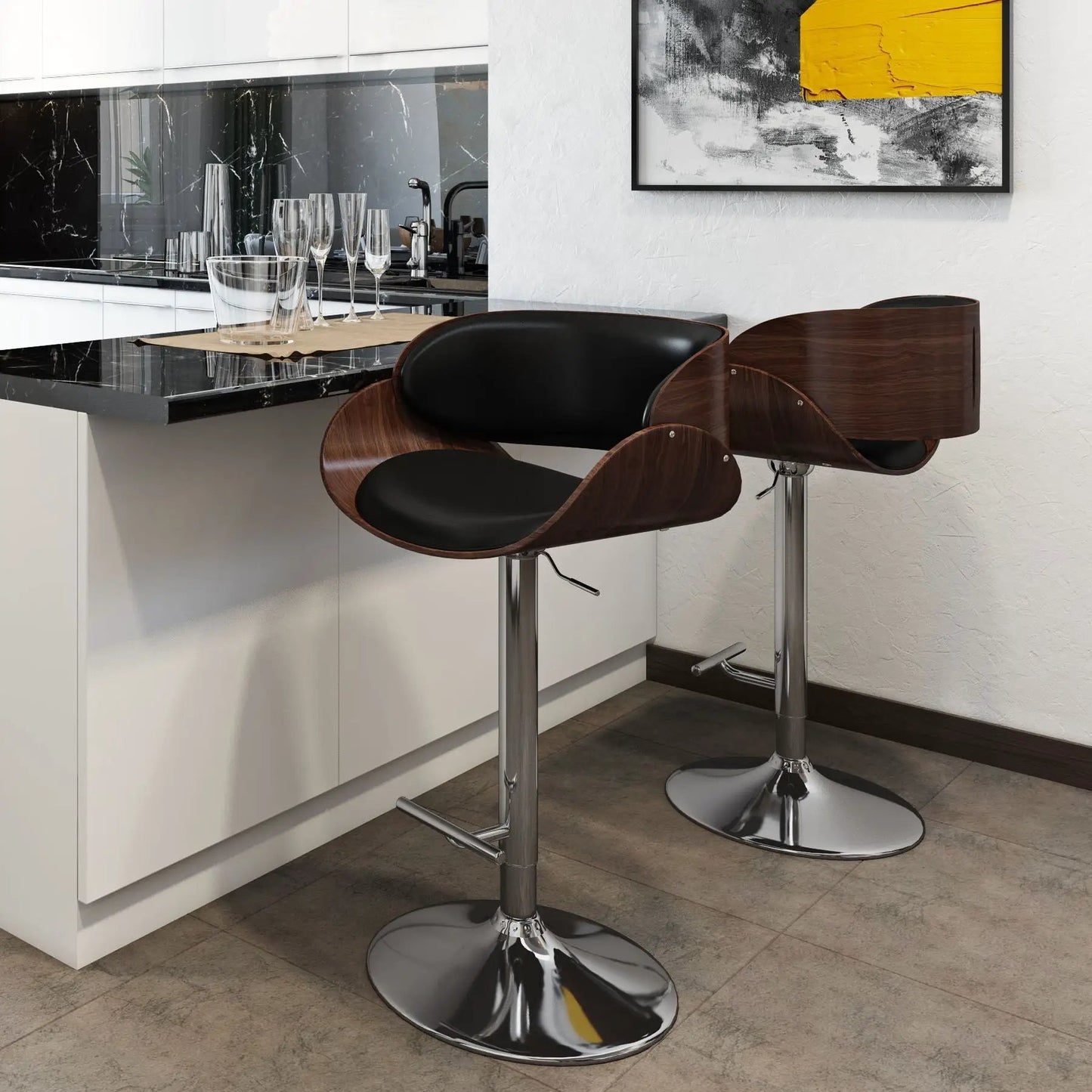 Mid Century Modern Adjustable Swivel Bar Stool
