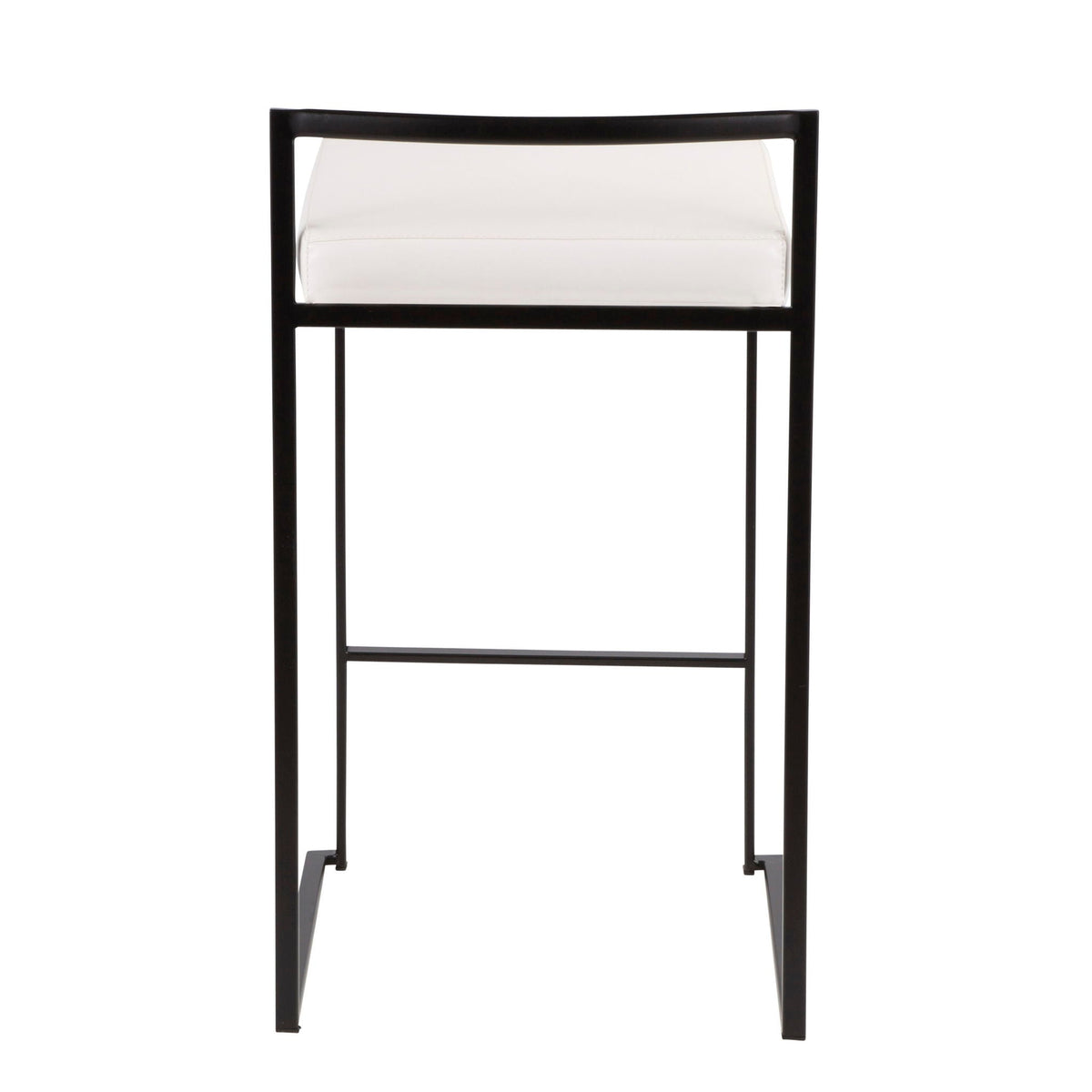 Stackable counter stool with cushioned white seat and black metal frame by HouseOfZazla on Tampa Home & Garden Store