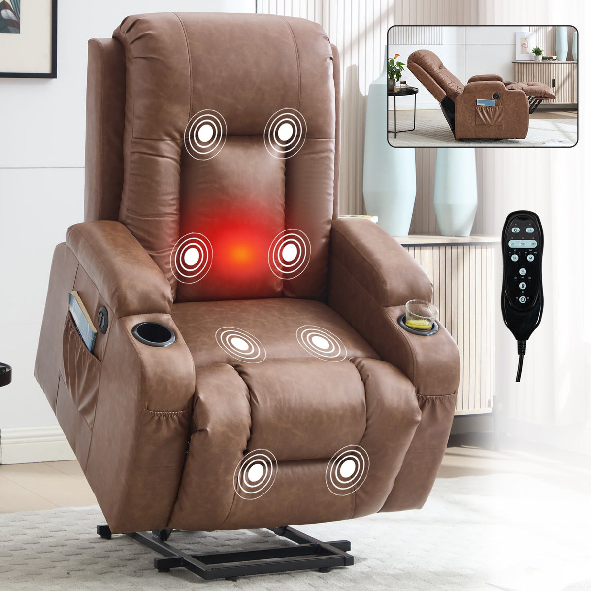 the Brown Infinite Position Power Lift Recliner
