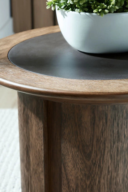 Dontayne Round Table with Dark Top Living Room
