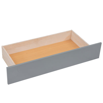 Storage bed drawer unit with gray front panel and natural wood interior on Tampa Home & Garden Store