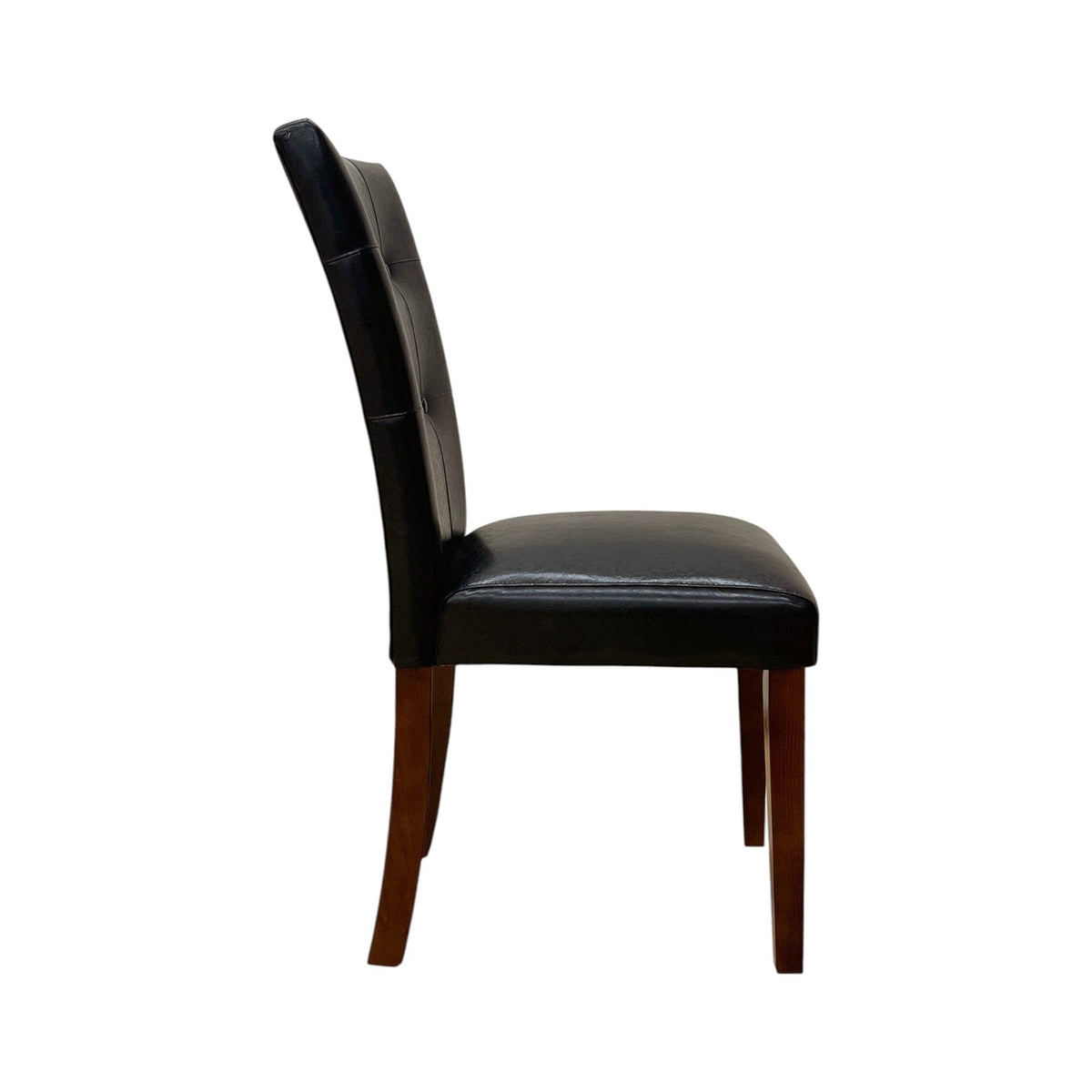 Side chair set synthetic leather by HouseOfZazla with button-tufted back, brown walnut legs on Tampa Home & Garden Store