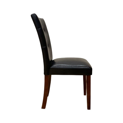 Side chair set synthetic leather by HouseOfZazla with button-tufted back, brown walnut legs on Tampa Home & Garden Store