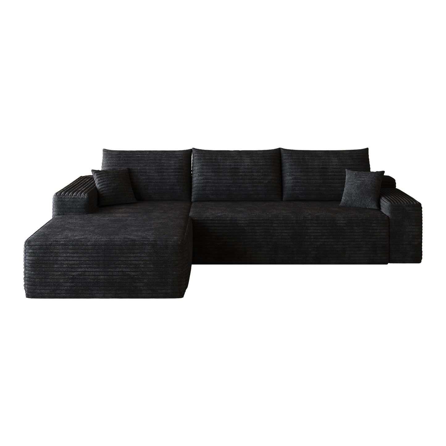 107-inch Cloud Sectional Couch with L-shaped chaise in charcoal fabric by HouseOfZazla on Tampa Home & Garden Store