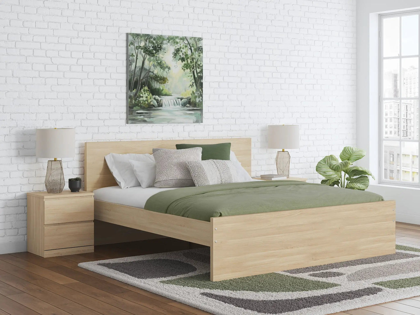 Onita panel platform bed by Unique Piece Furniture in wood with storage drawers; two nightstands on Tampa Home & Garden Store