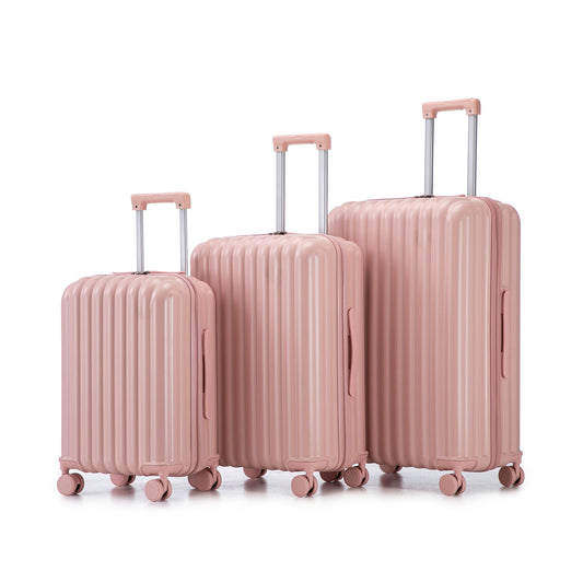 3-piece pink spinner luggage set by HouseOfZazla with hard-shell grooved surfaces on Tampa Home & Garden Store