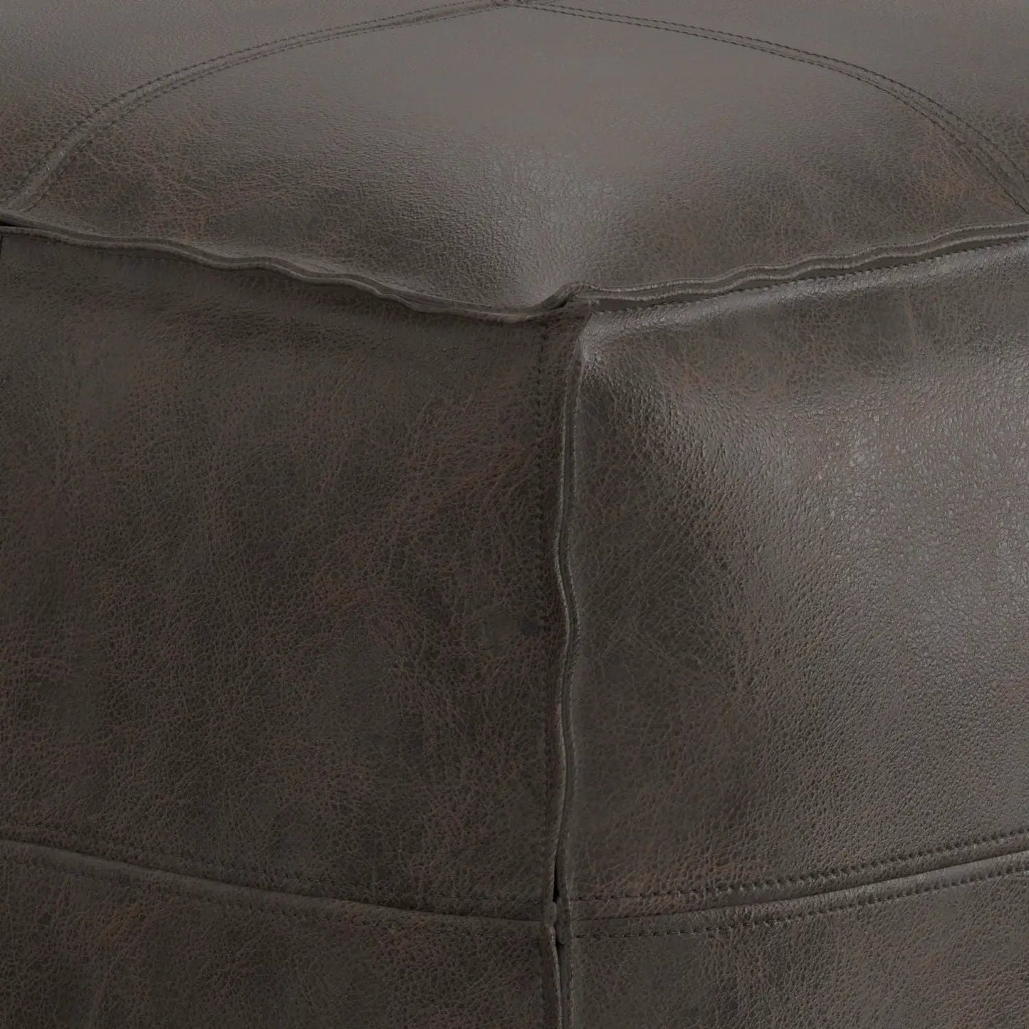 Sheffield square pouf distressed dark brown leather by Unique Piece Furniture accent pouf on Tampa Home & Garden Store