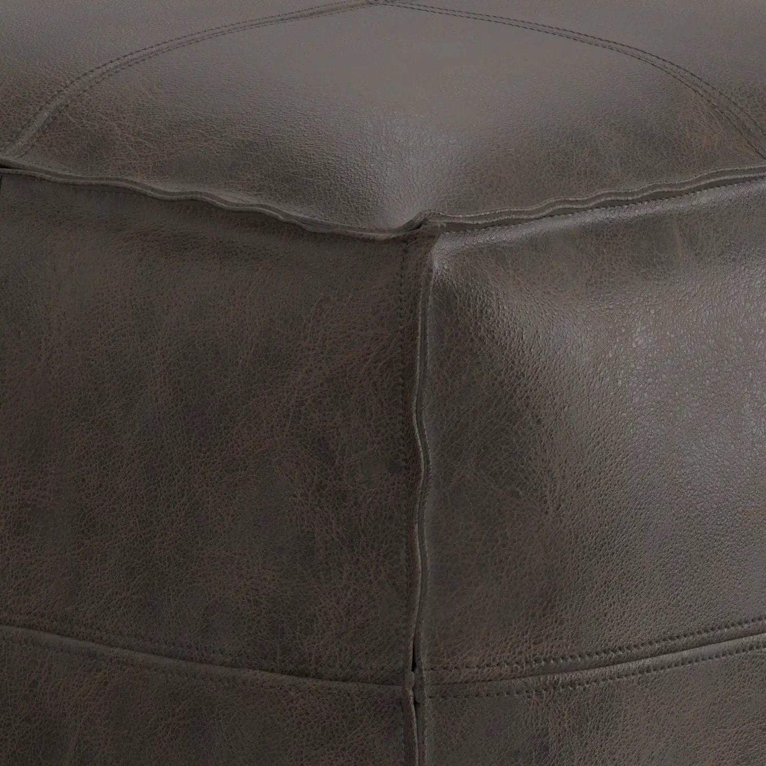 Sheffield square pouf distressed dark brown leather by Unique Piece Furniture accent pouf on Tampa Home & Garden Store