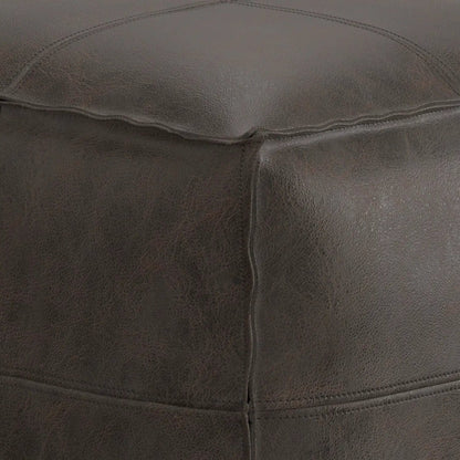 Sheffield square pouf distressed dark brown leather by Unique Piece Furniture accent pouf on Tampa Home & Garden Store