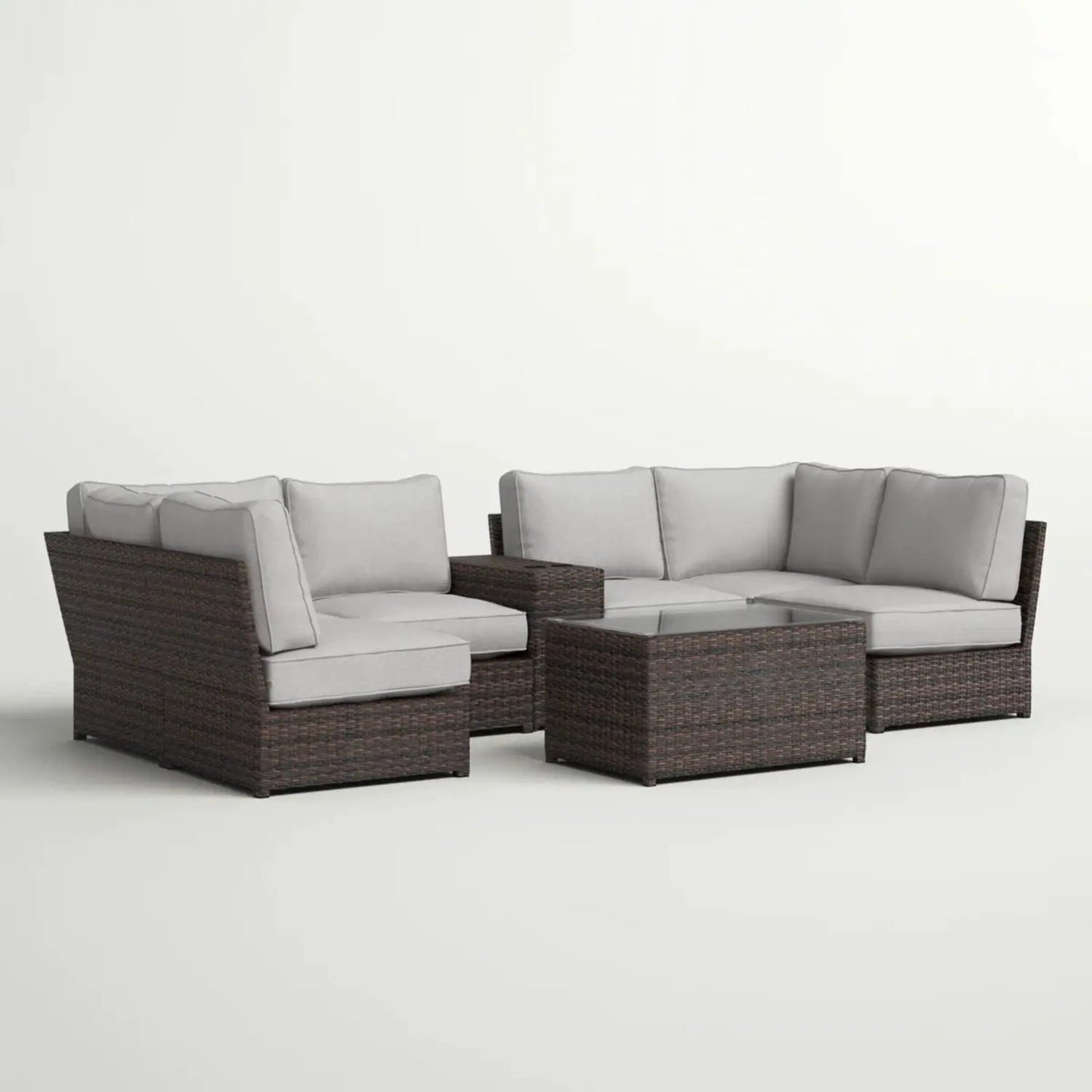 Stylish modular wicker patio seating group 4-piece with gray cushions by Unique Piece Furniture on Tampa Home & Garden Store
