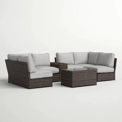 Stylish modular wicker patio seating group 4-piece with gray cushions by Unique Piece Furniture on Tampa Home & Garden Store