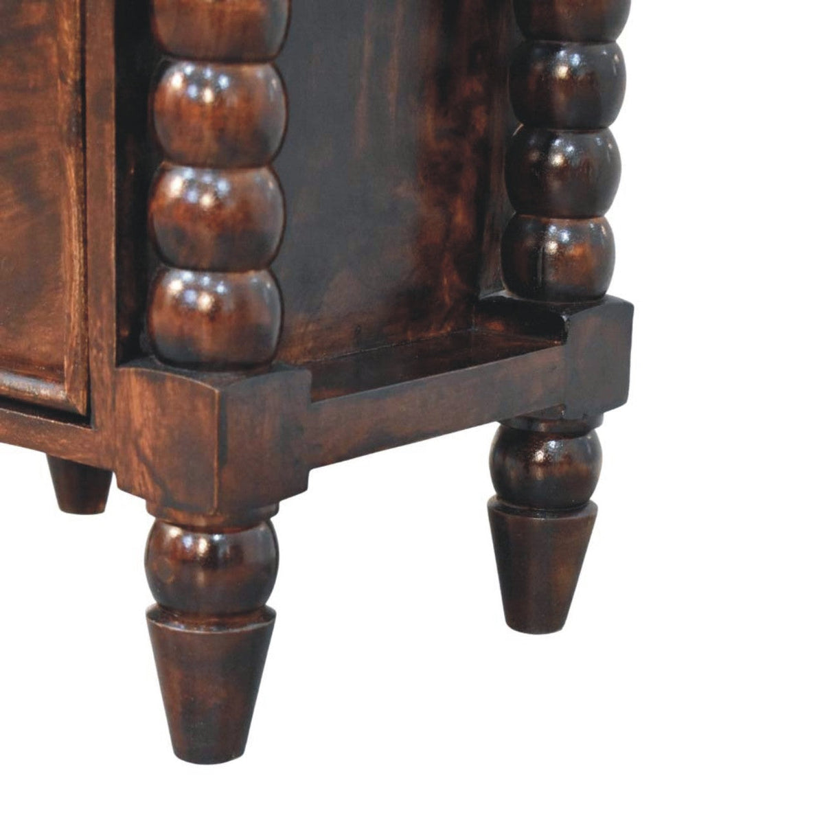 HouseOfZazla solid wood spindle nightstand with dual storage in natural finish on Tampa Home & Garden Store