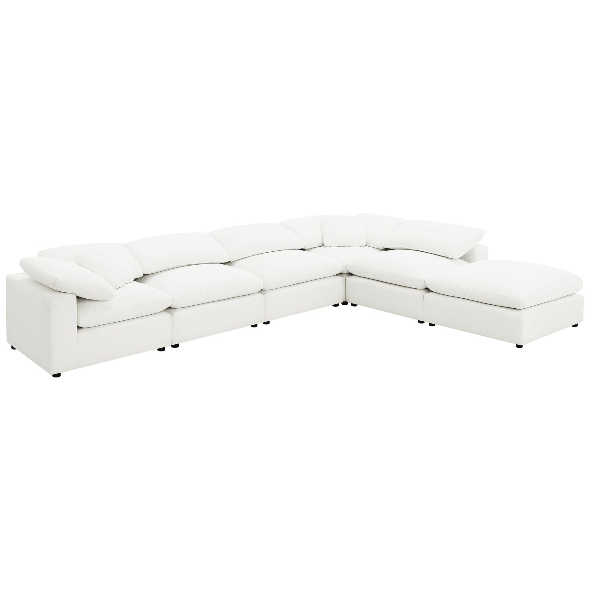 Segoura modular sectional with ottoman, white leather upholstery, 2-piece set by HouseOfZazla on Tampa Home & Garden Store