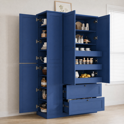 Tall Farmhouse Pantry Cabinet with Eight Shelves