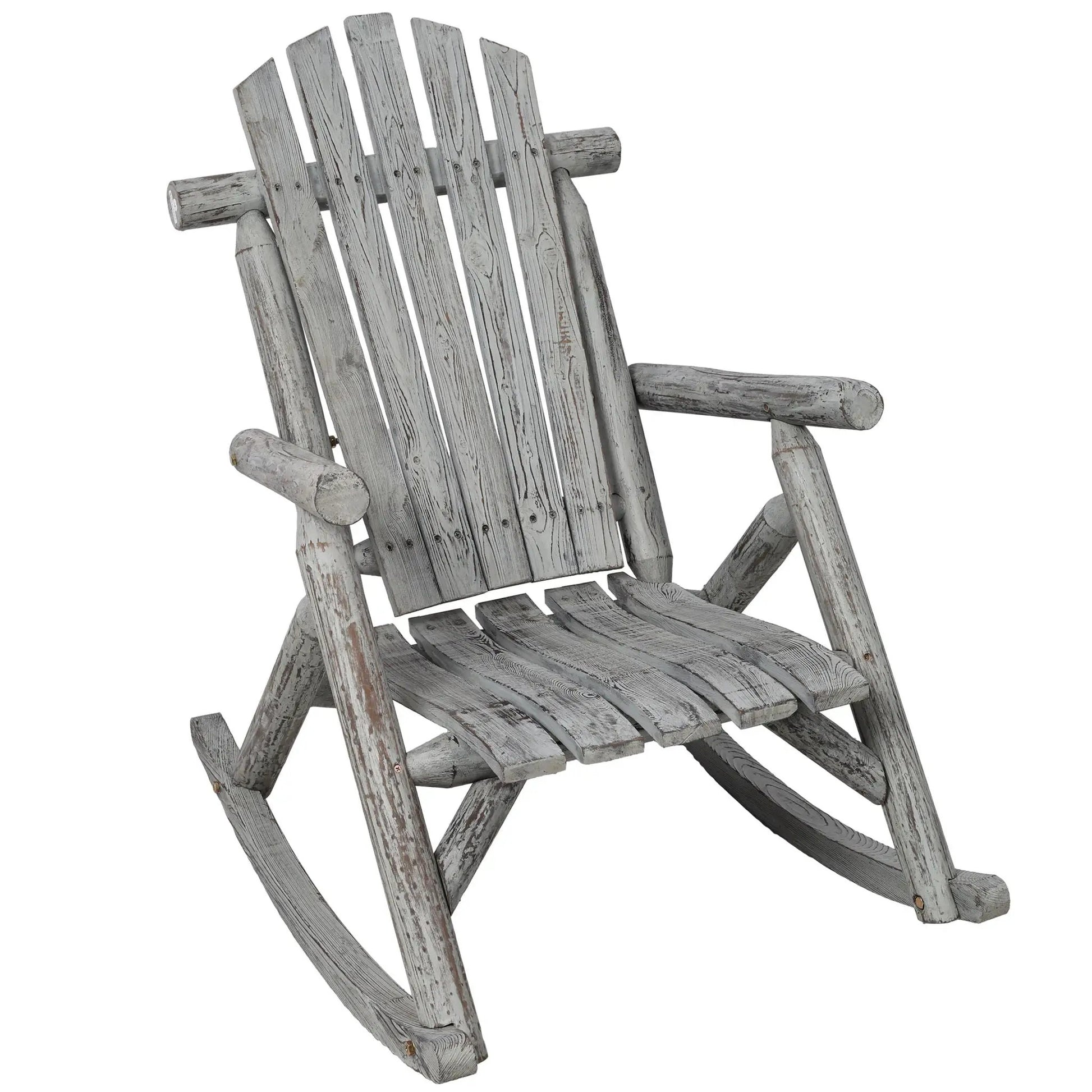 Fir log rocking chair, weathered gray durable porch rocker by Unique Piece Furniture on Tampa Home & Garden Store