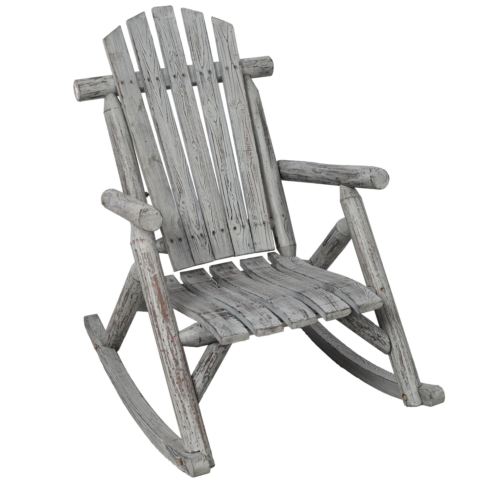 Rocking chair durable wooden porch rocker in weathered fir logs rustic finish on Tampa Home & Garden Store