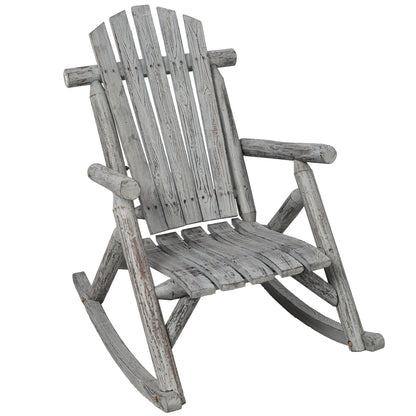 Rocking chair durable wooden porch rocker in weathered fir logs rustic finish on Tampa Home & Garden Store