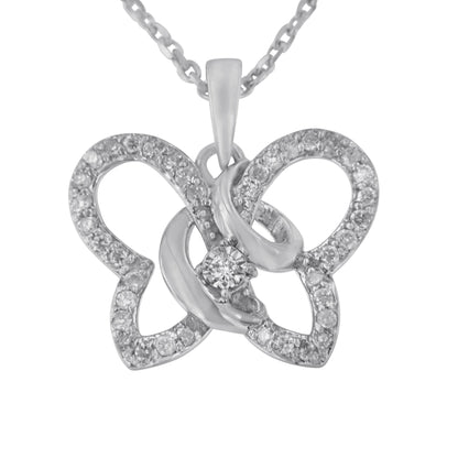 Sterling silver butterfly pendant with 1/4 cttw prong-set diamonds, 18in chain, Bids.com on Tampa Home & Garden Store