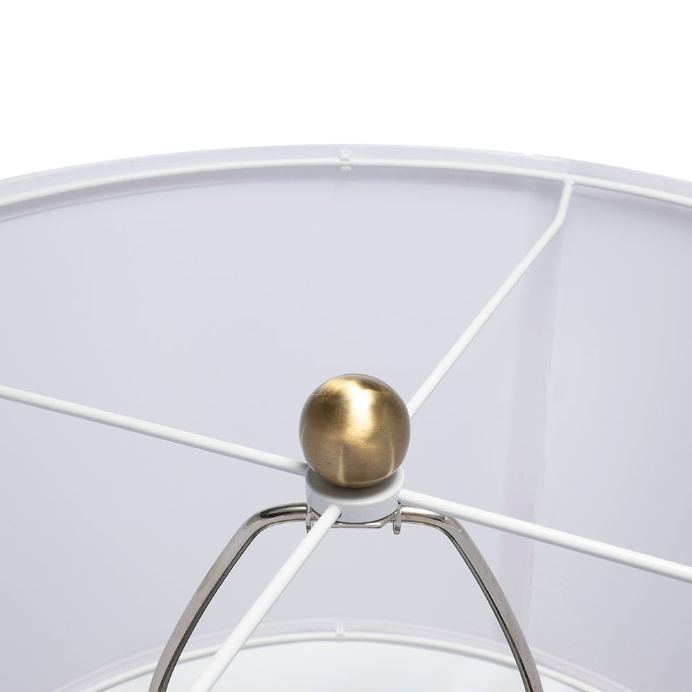 Geode-Inspired Gold Aluminum Table Lamp white frame with brass sphere finial HouseOfZazla on Tampa Home & Garden Store
