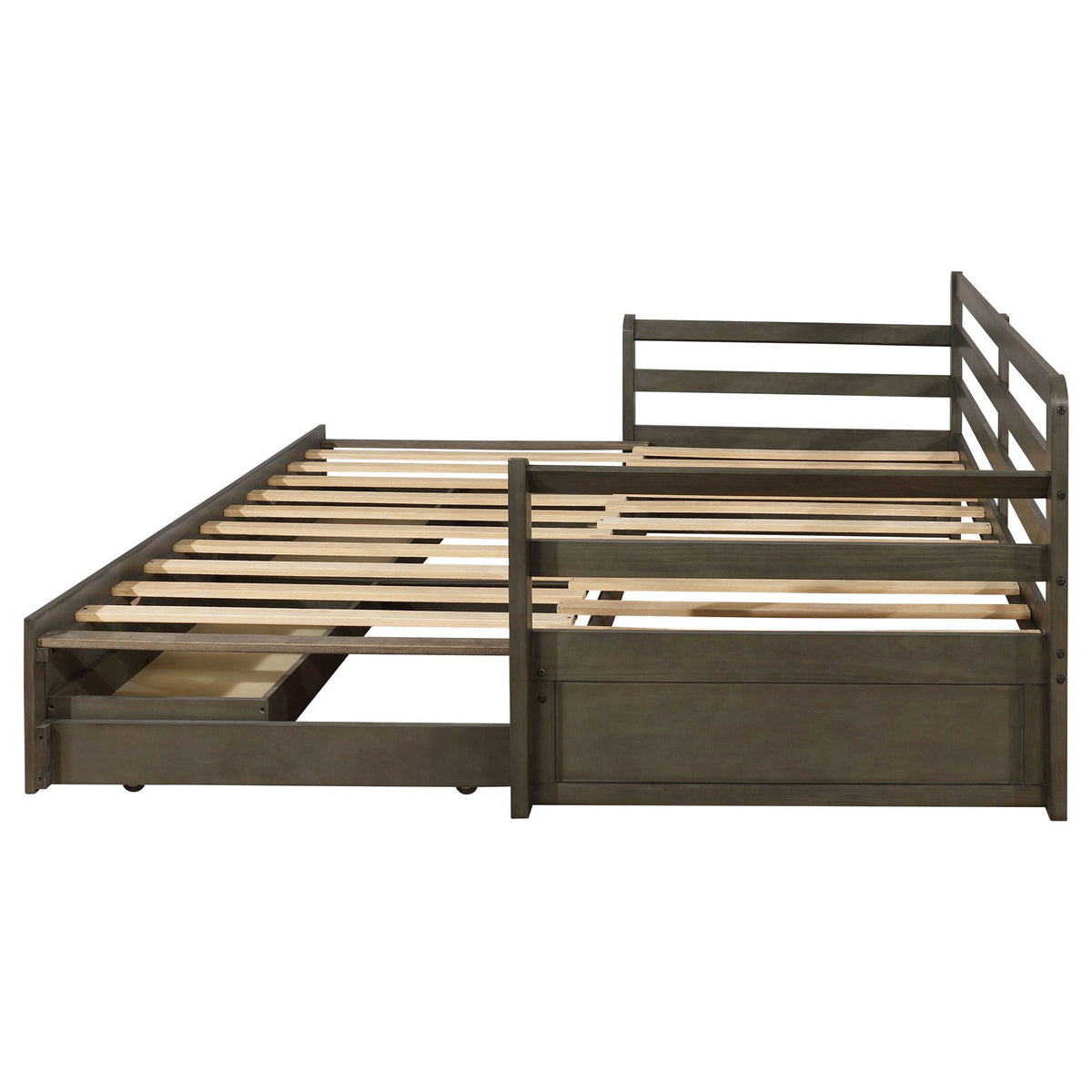 Twin Daybed With Trundle and Storage Drawers Gray