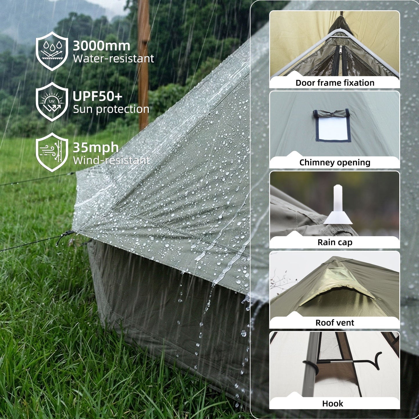 Premium Four Season Bell Tent And Stove Jack