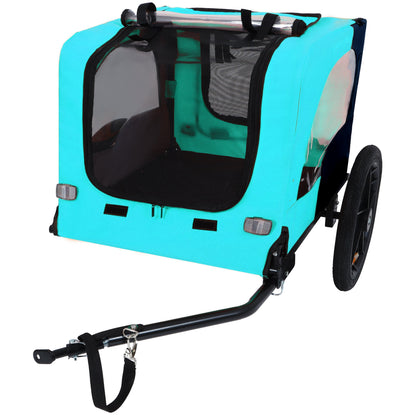 HouseOfZazla pet bike trailer for small pets turquoise with black mesh front, two wheels on Tampa Home & Garden Store