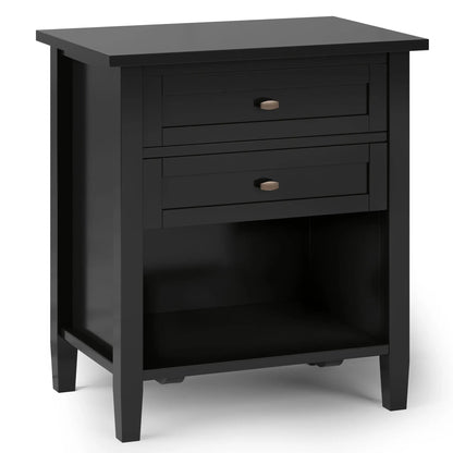 Warm Shaker Handcrafted Bedside Table black matte multi-drawer nightstand with bronze knobs on Tampa Home & Garden Store