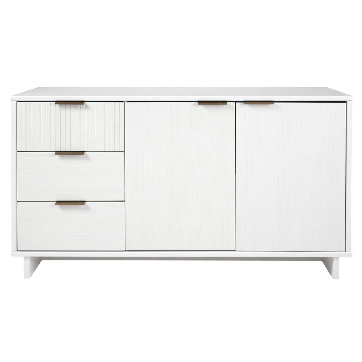 Granville sideboard with full-extension drawers, white textured finish, bronze pulls on Tampa Home & Garden Store