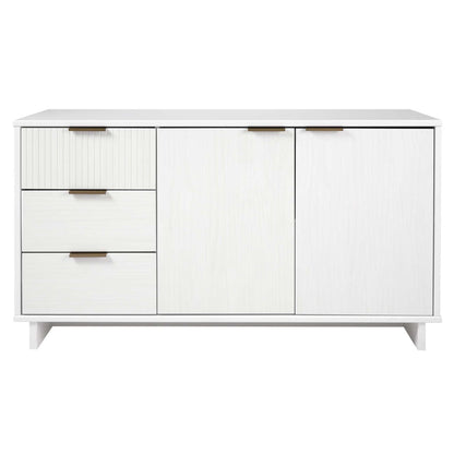 Granville sideboard with full-extension drawers, white textured finish, bronze pulls on Tampa Home & Garden Store