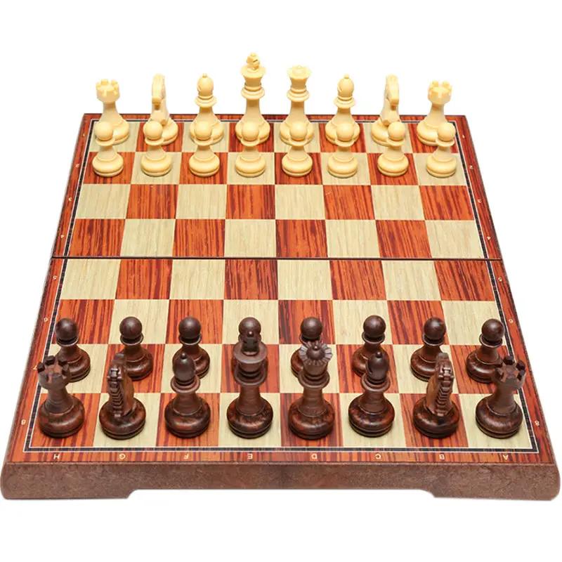 Magnetic chess set on wood-like board with light beige and dark brown starting pieces on Tampa Home & Garden Store