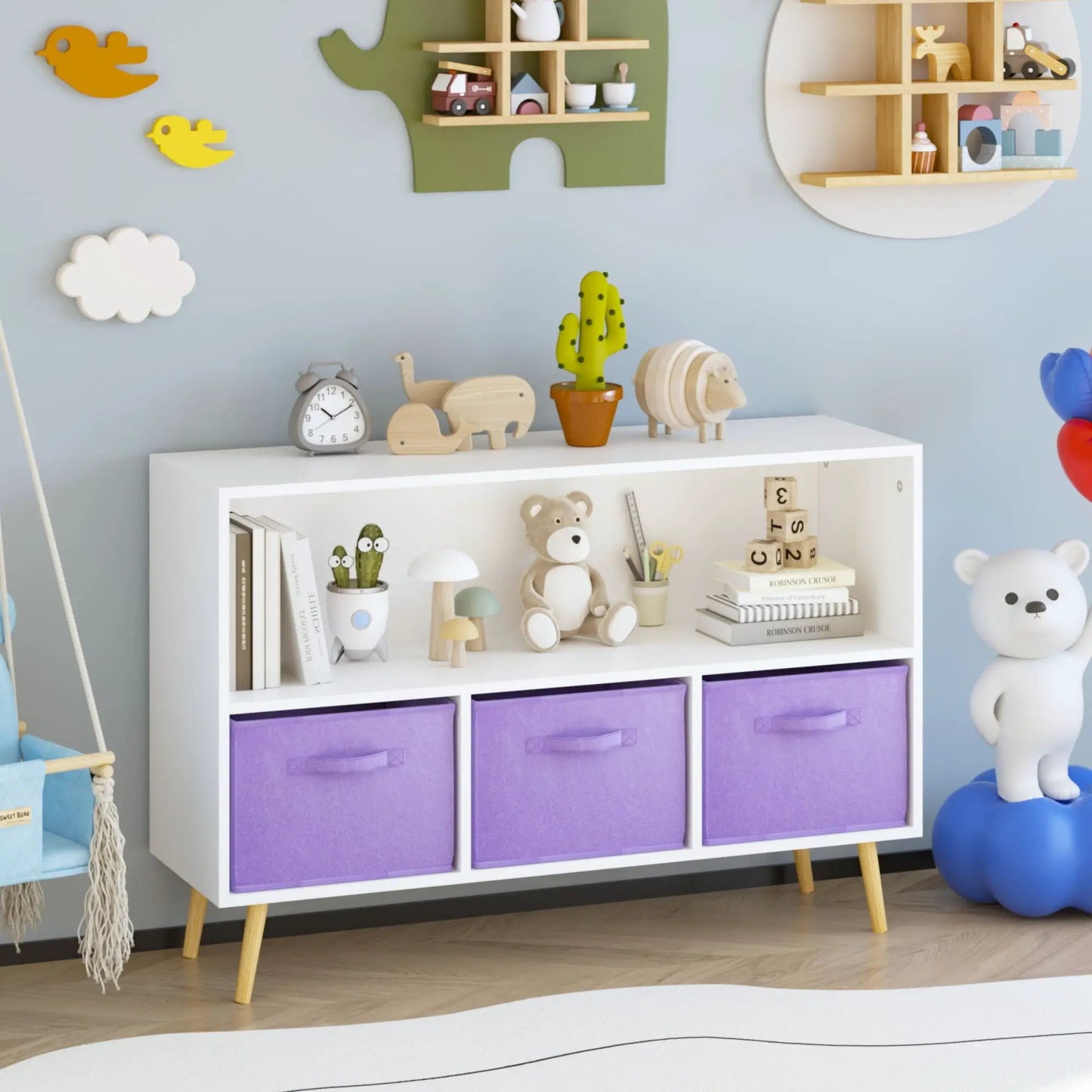 Bookcase with Collapsible Drawers Book Display
