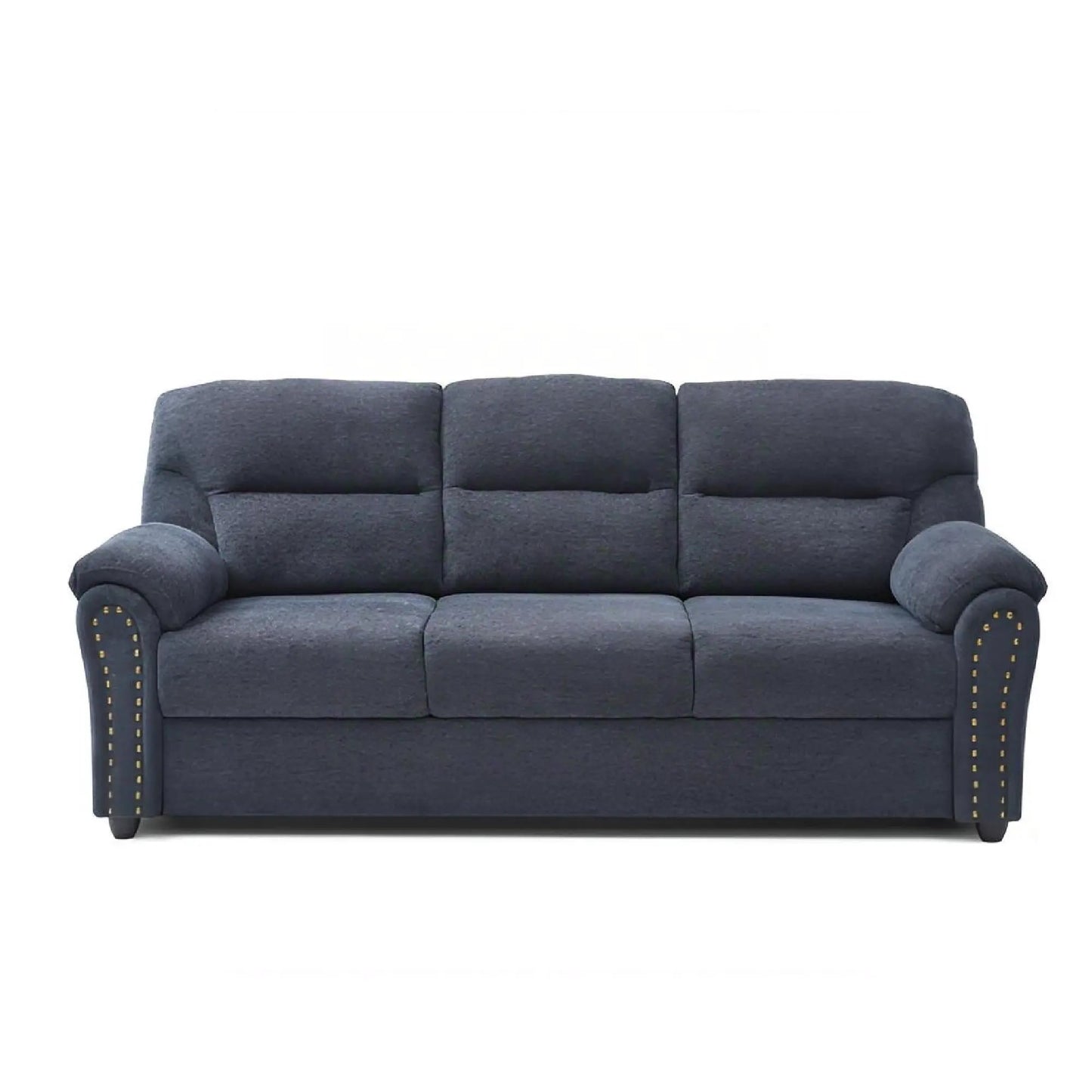 Hamilton sofa with nailhead trim, dark blue upholstery, stationary 3-seat on Tampa Home & Garden Store