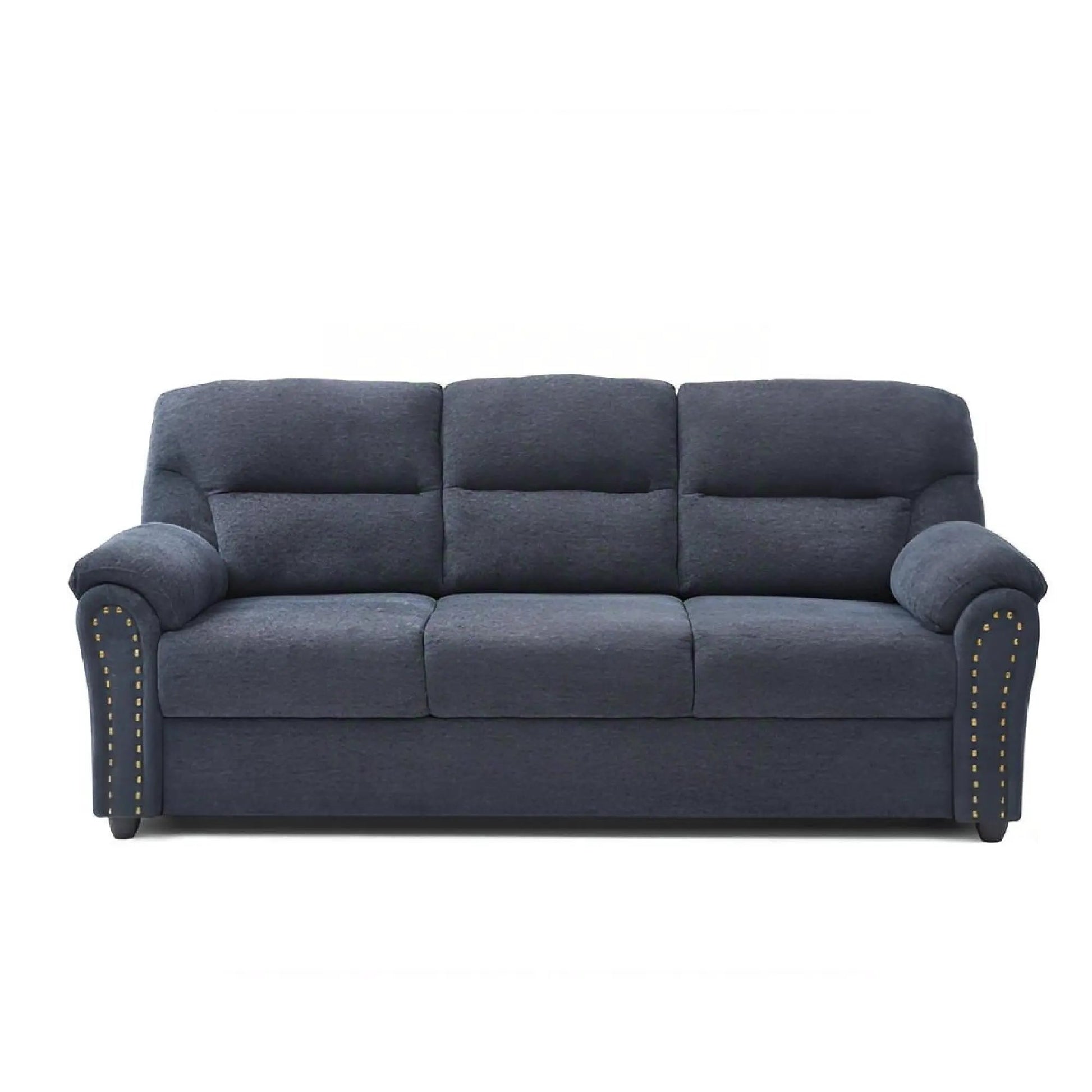Hamilton sofa with nailhead trim, dark blue upholstery, stationary 3-seat on Tampa Home & Garden Store