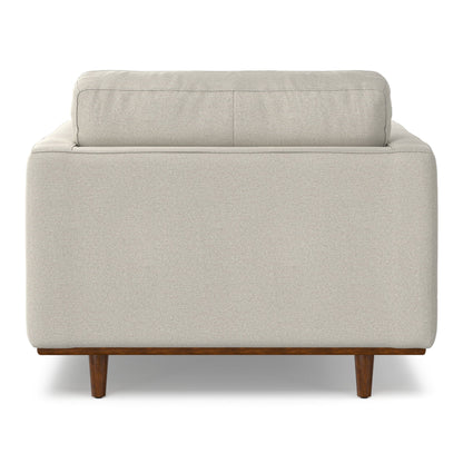 Wide Arm Chair with Removable Cushions in beige textured fabric by HouseOfZazla, wooden legs on Tampa Home & Garden Store