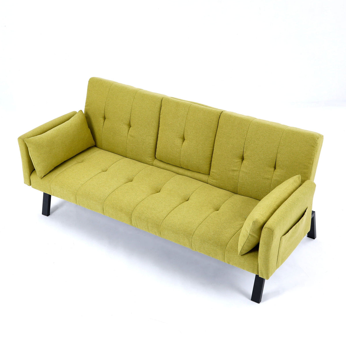 Green Foldable Sofa Bed with a Cup Holder