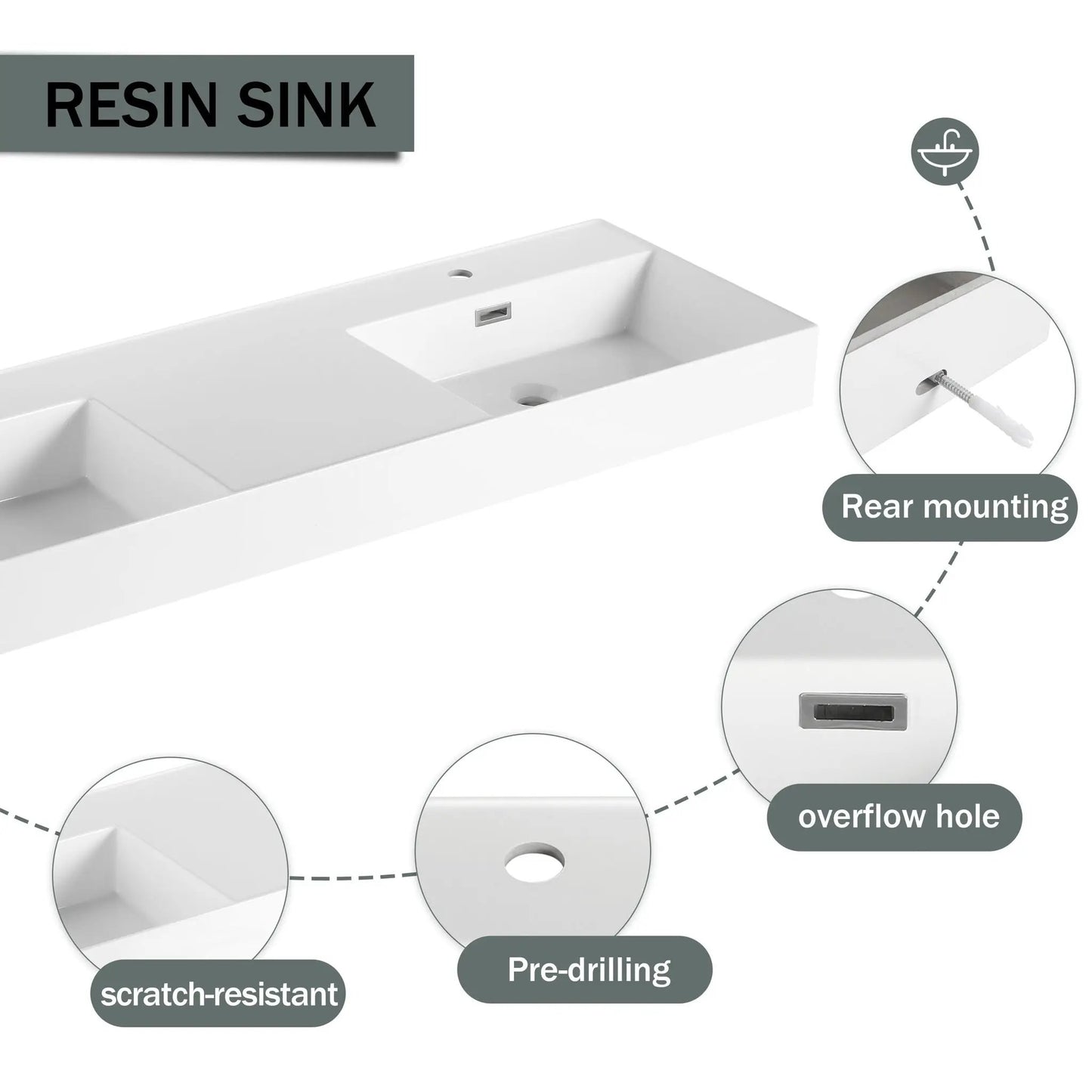 Contemporary Wall Mounted Vanity with Dual Sinks