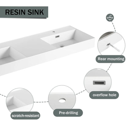 Contemporary Wall Mounted Vanity with Dual Sinks