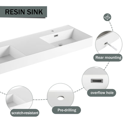 Contemporary wall-mounted vanity with dual resin sinks and soft-close drawer by HouseOfZazla on Tampa Home & Garden Store