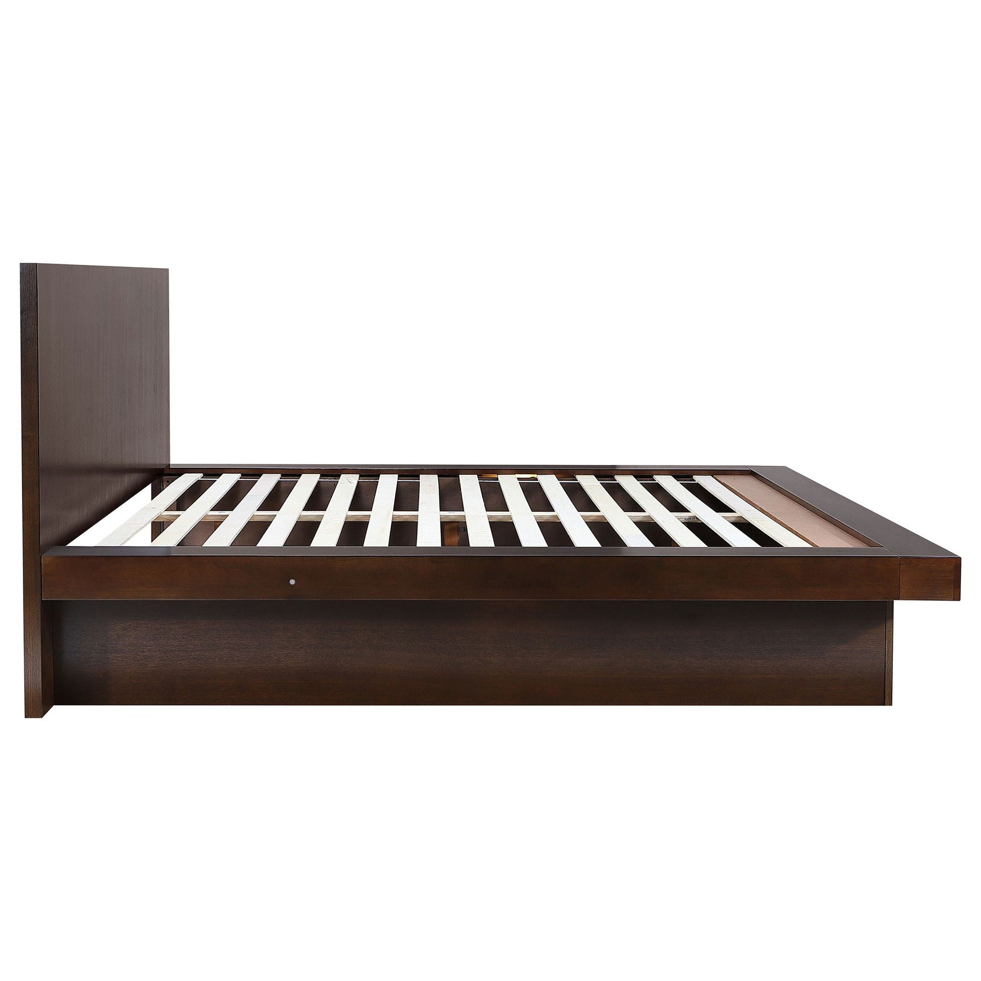 Tokyo LED Panel Bed with Headboard, dark espresso wood finish, slatted bed frame HouseOfZazla on Tampa Home & Garden Store
