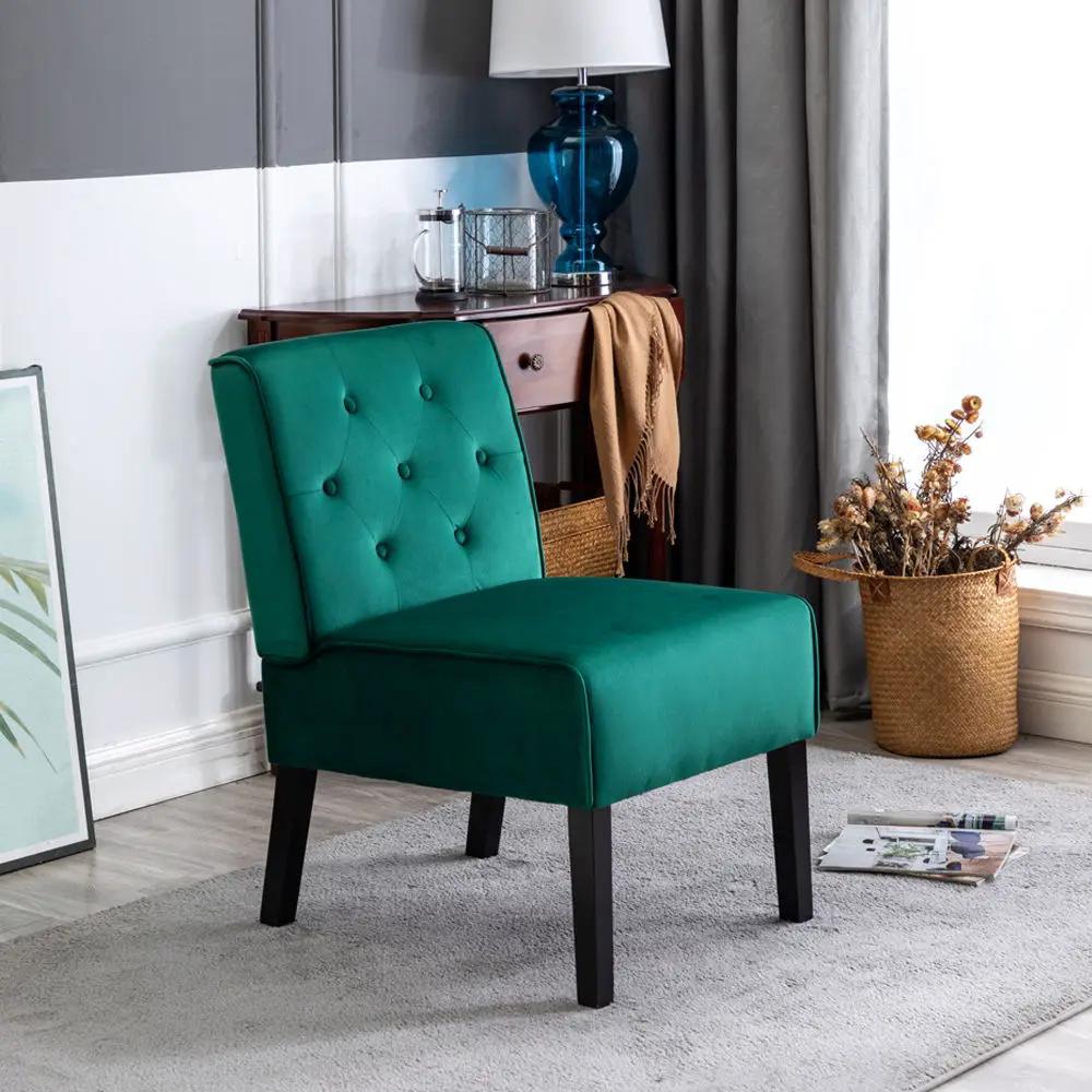 Reese living room armless button-tufted chair green velvet set of 2 by Unique Piece Furniture on Tampa Home & Garden Store