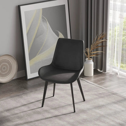 Modern dining chair set of 2 with black faux leather seats and metal legs on Tampa Home & Garden Store