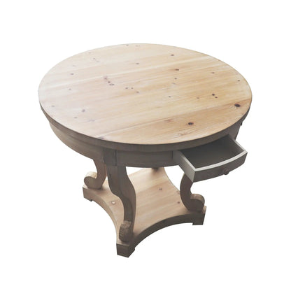 Curved-leg farmhouse round side table in natural distressed wood by Unique Piece Furniture on Tampa Home & Garden Store