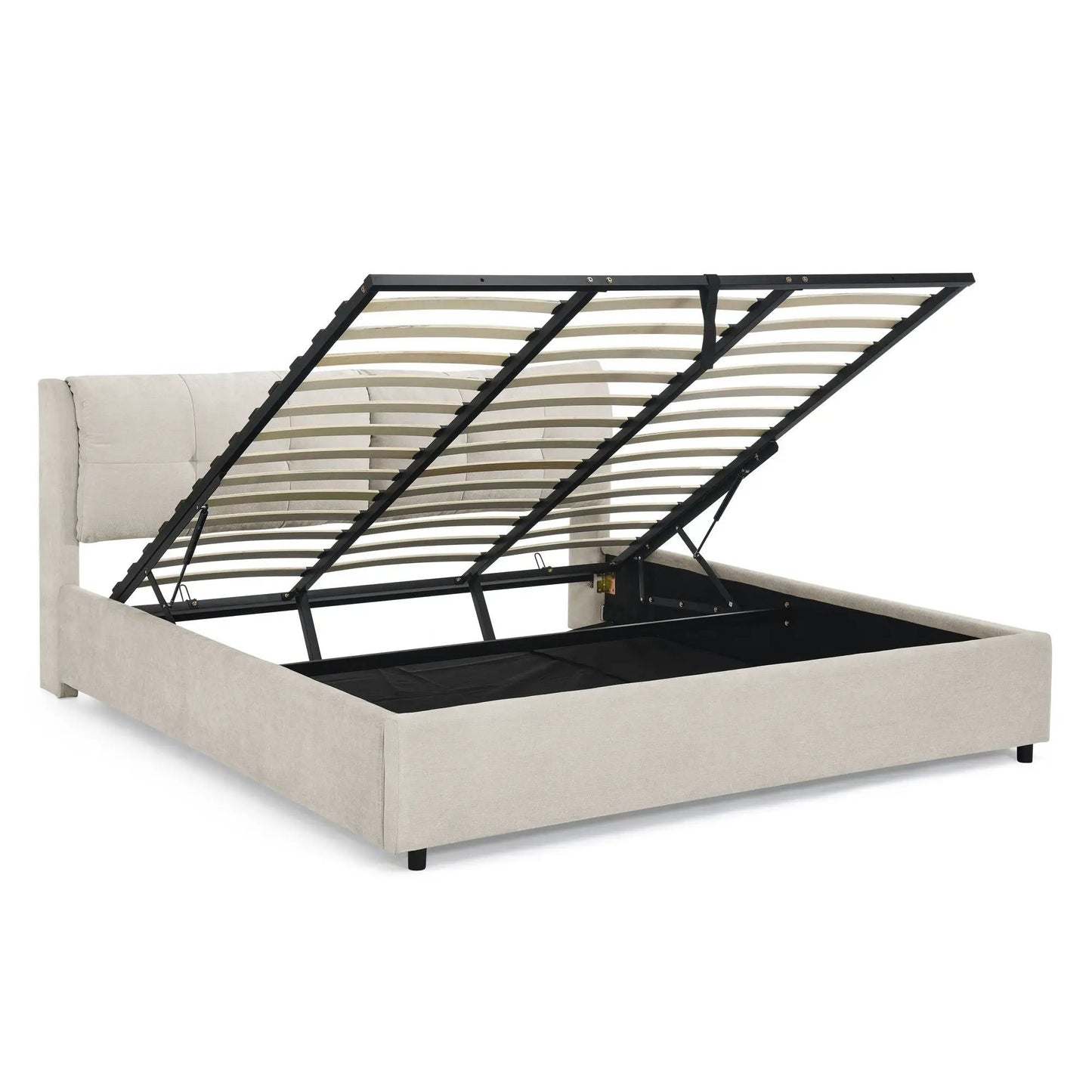 Storage upholstered hydraulic platform bed with integrated headboard by Unique Piece Furniture on Tampa Home & Garden Store